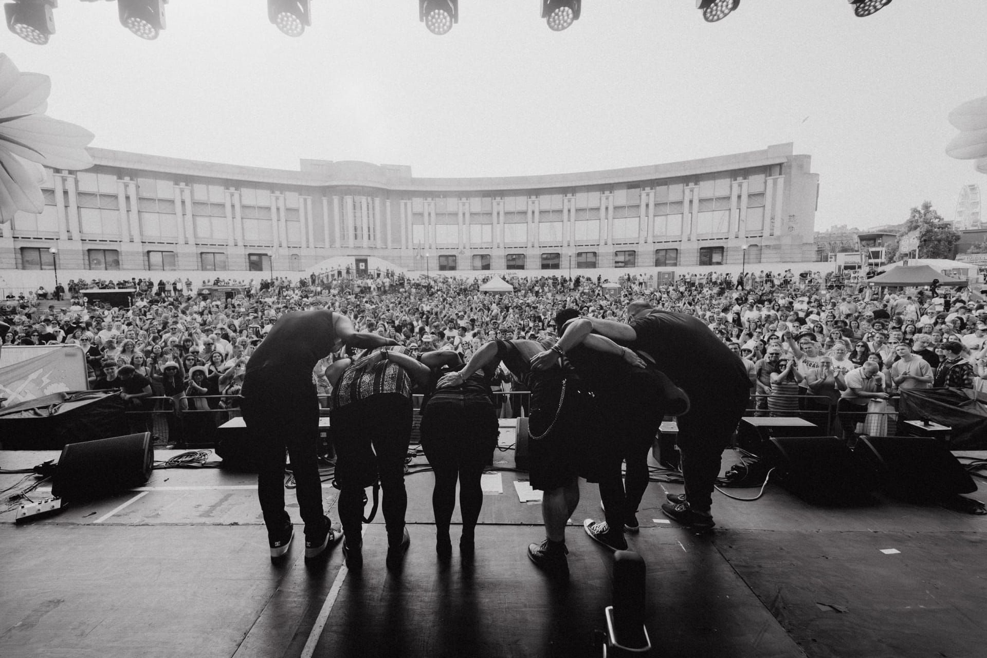 Rock Iconic bowing on stage in Bristol Ampitheatre